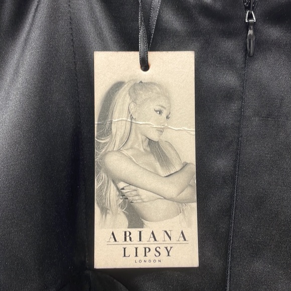 Ariana Lipsy London Black Beige  Satin Dress Size 6 - Picture 5 of 8